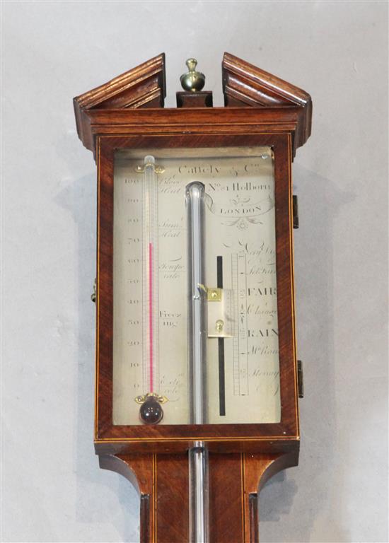 Cattely & Co, 81 Holborn, London. A Regency mahogany stick barometer, 3ft 2in.